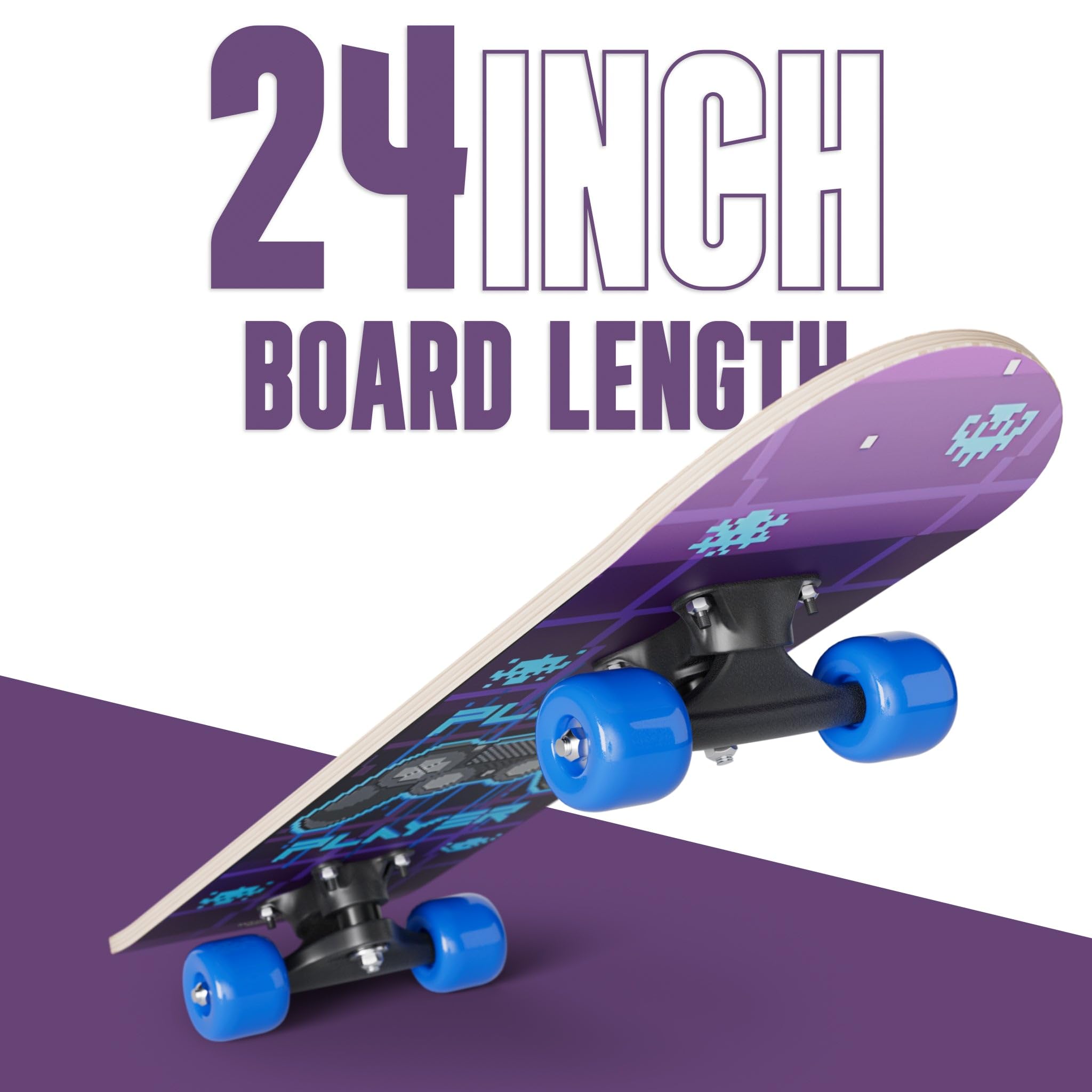 Skate completo Mini Maple de 61 cm | Rolamentos ABEC 7 | Deck